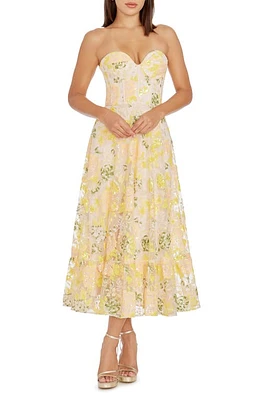 Dress the Population Carina Sequin Appliqué Midi Multi at Nordstrom,