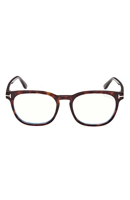 TOM FORD 53mm Square Blue Light Blocking Glasses in Dark Havana at Nordstrom