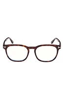 TOM FORD 53mm Square Blue Light Blocking Glasses in Dark Havana at Nordstrom