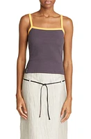 Paloma Wool Barkau Contrast Trim Stretch Cotton Tank Top Grey at Nordstrom,