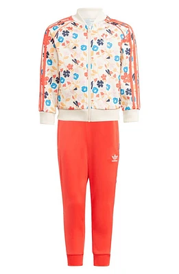 adidas Kids' Floral Superstar Track Jacket & Joggers Set White/Multicolor at Nordstrom,