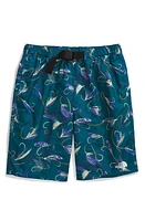 The North Face Kids' Amphibious Print Belted Shorts Blue Moss Gone Fishing at