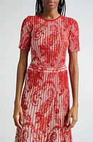 Etro Paisley Short Sleeve Jacquard Sweater Red at Nordstrom, Us