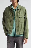 VISVIM 101XX Linen & Wool Trucker Jacket Olive at Nordstrom,