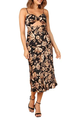 Petal & Pup Saga Floral Cutout Midi Dress Black at Nordstrom,