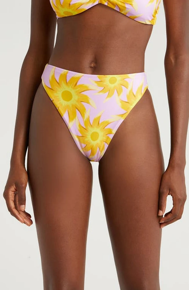 FARM Rio Sunny Side High Waist Bikini Bottoms Lilac at Nordstrom,