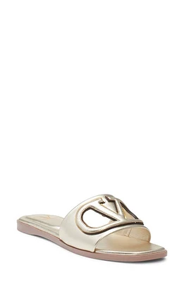 Valentino Garavani VLOGO Cutout Slide Sandal Platino/Antique Brass at Nordstrom,