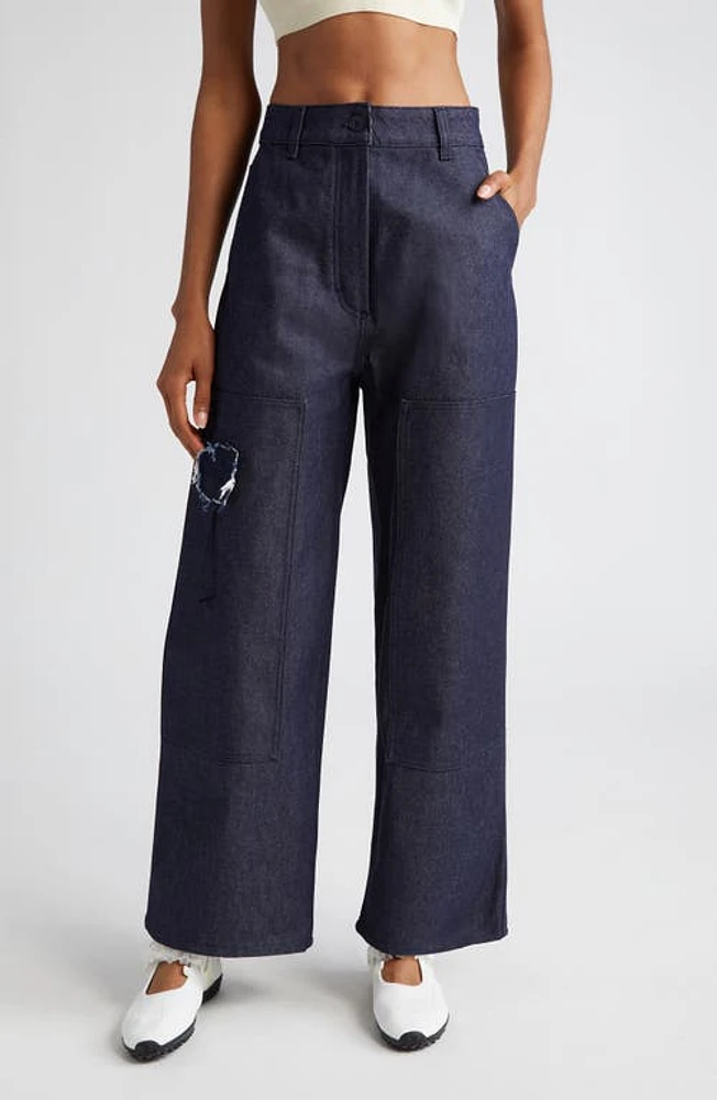 Cecilie Bahnsen Patch Detail Rigid Jeans Indigo at Nordstrom, Us