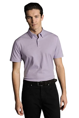 Charles Tyrwhitt Plain Short Sleeve Jersey Polo Lilac Purple at Nordstrom,