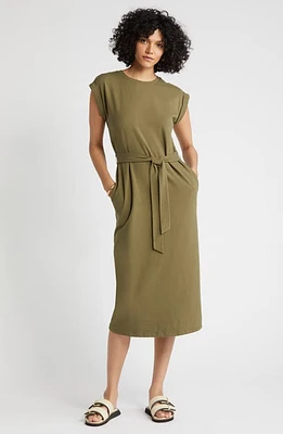 Nordstrom Tie Waist Stretch Cotton Knit Dress at Nordstrom,