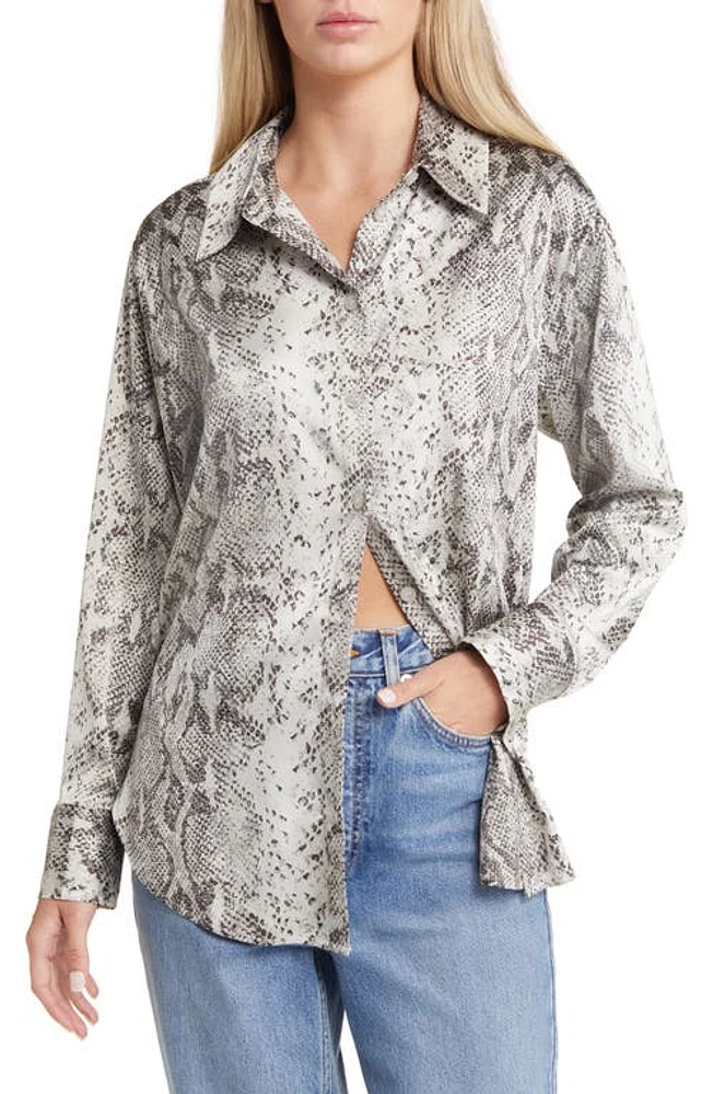 Open Edit Satin Button-Up Shirt at Nordstrom,