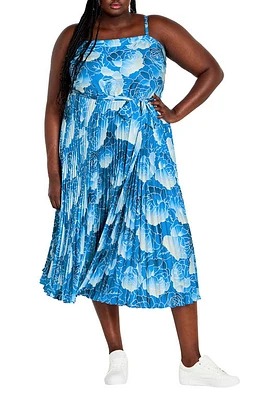 City Chic Jayda Print Pleated Sundress Soft Beauty at Nordstrom