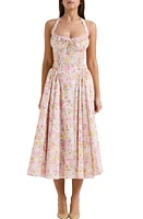 HOUSE OF CB Adabella Floral Pleated Halter Sundress at Nordstrom,