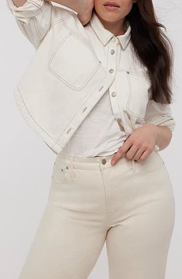 Madewell Crop Denim Long-Sleeve Shirt Tile White at Nordstrom,