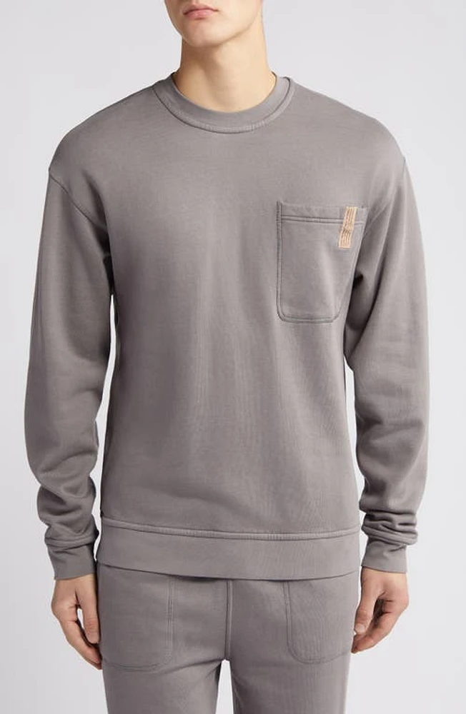 Lunya Reversible Cotton Blend Lounge Sweatshirt Ebbing Fog at Nordstrom,