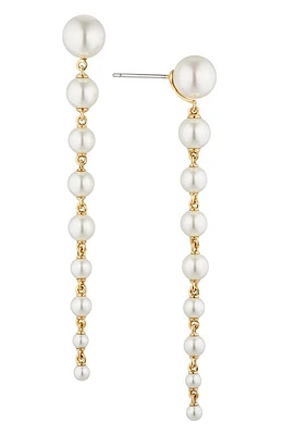 Nadri Dot Dot Dot Imitation Pearl Linear Drop Earrings in Gold With Pearl at Nordstrom