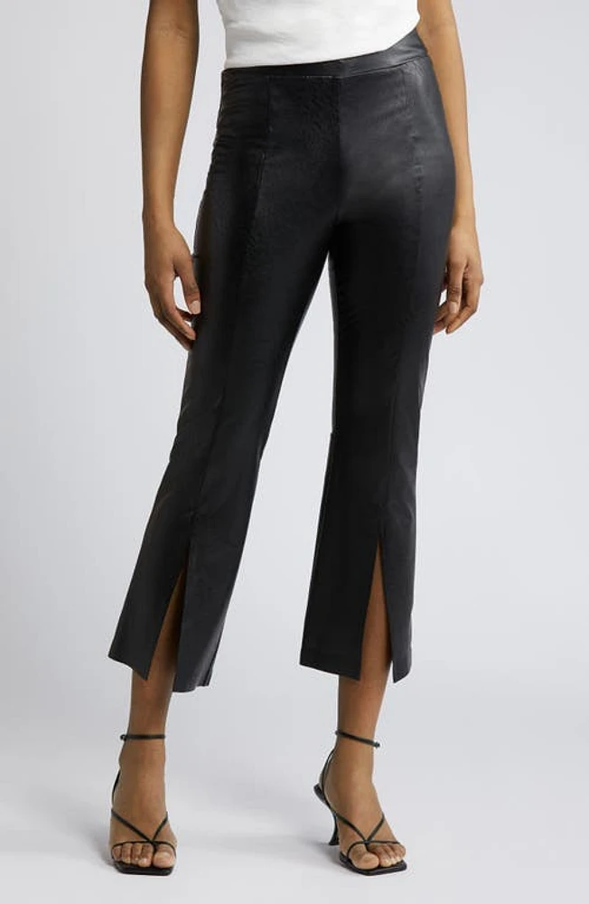 Commando Split Front Ankle Faux Leather Pants Black at Nordstrom,