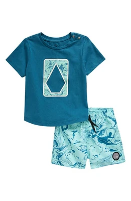 Volcom Heathered Graphic T-Shirt & Swim Shorts Set Blue at Nordstrom,