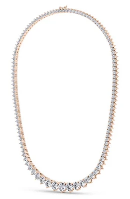 HauteCarat Graduated Lab Created Diamond Tennis Necklace in 14K Rose Gold at Nordstrom, Size 17