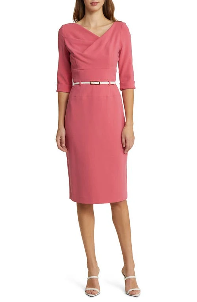 Black Halo Belted Drape Neck Sheath Dress Begonia at Nordstrom,