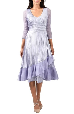 Komarov V-Neck Three-Quarter Sleeve A-Line Midi Dress in Lilac at Nordstrom, Size Medium