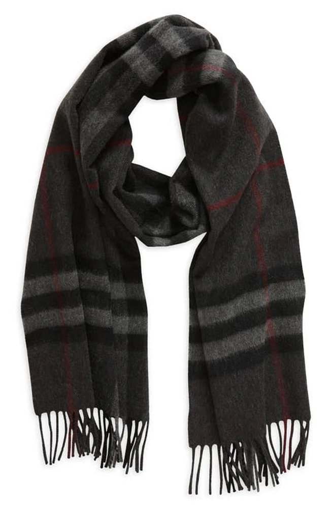 burberry Giant Check Cashmere Scarf in Charcoal at Nordstrom