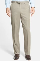 Berle Self Sizer Waist Flat Front Classic Fit Wool Gabardine Trousers Tan at Nordstrom, X Unhemmed