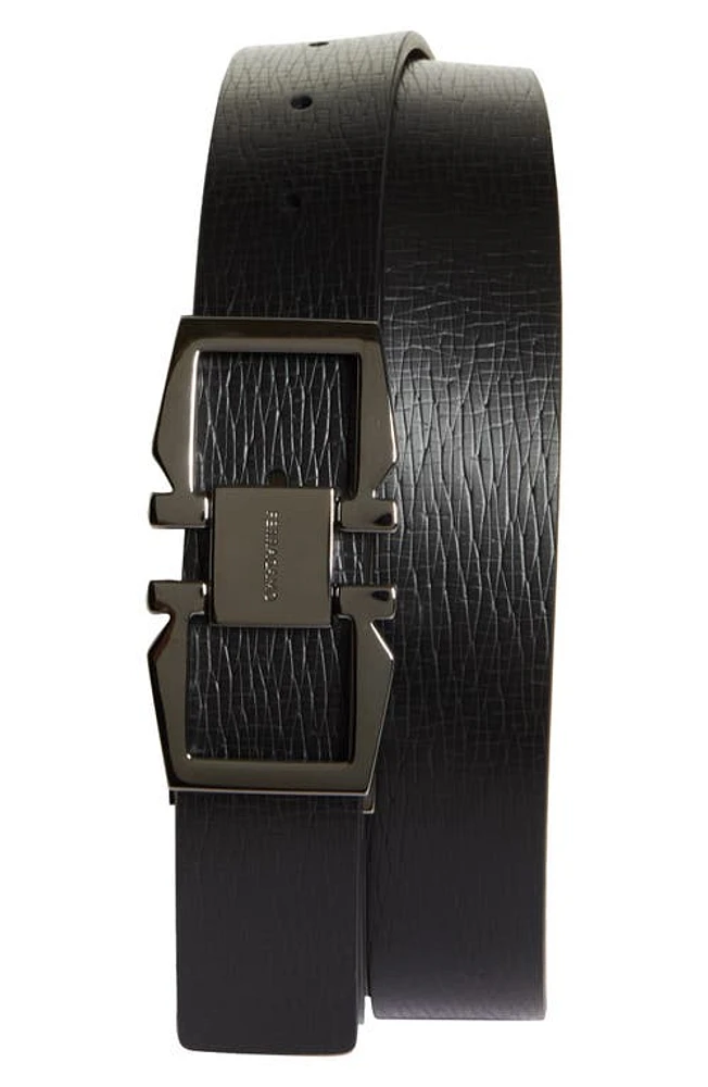 FERRAGAMO Double Gancio Reversible Belt Nero Cocoa Brown at Nordstrom, Eu