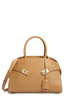 FERRAGAMO Hug Small Leather Top-Handle Bag in Light Camel at Nordstrom