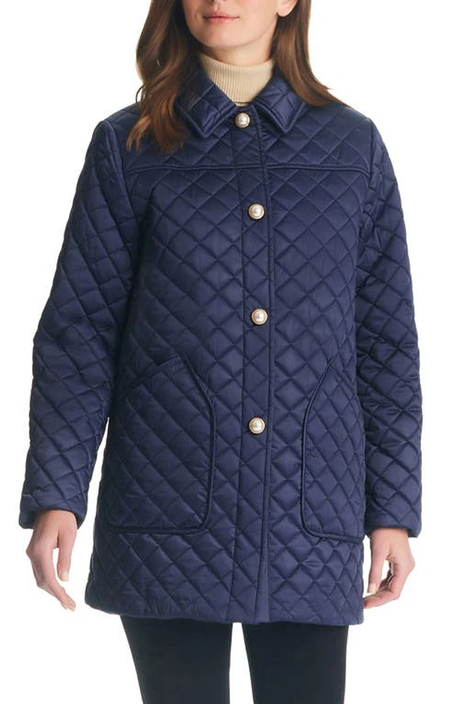 Kate Spade New York quilted snap jacket in Midnight Navy at Nordstrom, Size Xx-Large