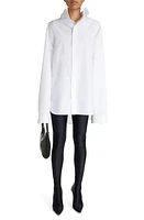 Balenciaga Kick Collar Cocoon Cotton Poplin Button-Up Shirt White at Nordstrom,