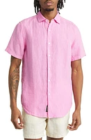 Superdry Studios Casual Short Sleeve Linen Button-Up Shirt in Fuchsia Pink at Nordstrom, Size Large