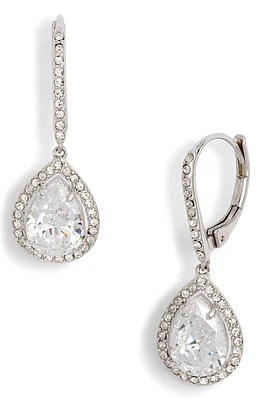 Nordstrom Cubic Zirconia Drop Earrings in Clear- Silver at Nordstrom