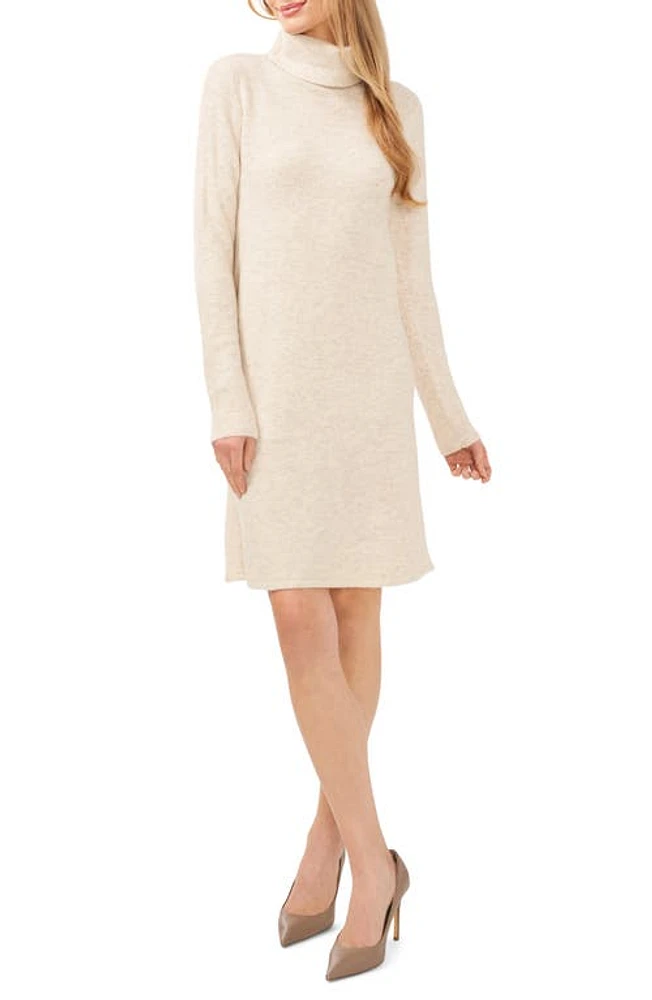 CeCe Turtleneck Long Sleeve Sweater Dress Malted White at Nordstrom,