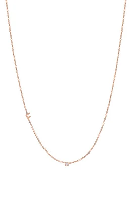 BYCHARI Asymmetric Initial & Diamond Pendant Necklace in 14K Rose Gold-F at Nordstrom