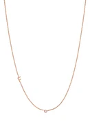 BYCHARI Asymmetric Initial & Diamond Pendant Necklace in 14K Rose Gold-F at Nordstrom