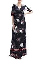 Kimi and Kai Eira V-Neck Maternity/Nursing Maxi Dress Black at Nordstrom,