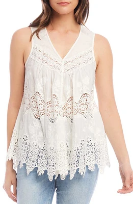 Karen Kane Embroidered Lace Cotton Top Off White at Nordstrom,