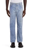 Bottega Veneta Denim Print Straight Leg Leather Pants 4942 Light Blue at Nordstrom, Us