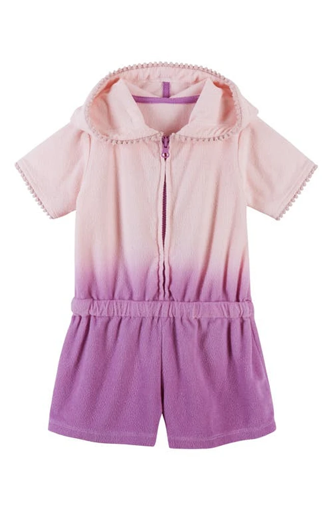 Andy & Evan Ombré French Terry Cover-Up Hooded Romper in Purple Ombre at Nordstrom, Size 6-9M