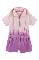 Andy & Evan Ombré French Terry Cover-Up Hooded Romper in Purple Ombre at Nordstrom, Size 6-9M