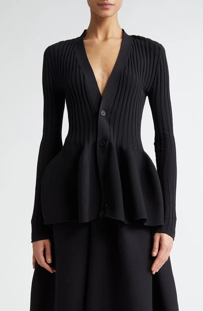 CFCL Pottery Peplum Rib Cardigan Black at Nordstrom,