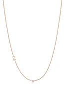 BYCHARI Asymmetric Initial & Diamond Pendant Necklace in 14K Rose Gold-Z at Nordstrom