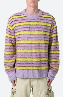 mnml Striped Faux Mohair Sweater Green/Purple at Nordstrom,