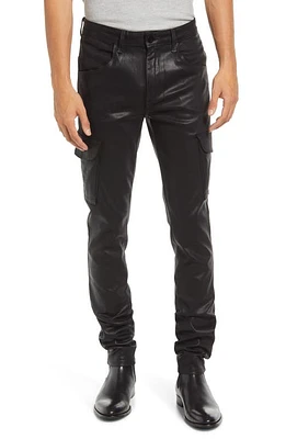 Monfrère Preston Skinny Coated Denim Cargo Pants Noir at Nordstrom,