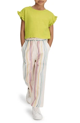 Reiss Kids' Cleo Stripe Wide Leg Cotton & Linen Pants Beige Multi at Nordstrom, Y