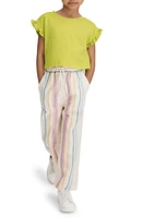 Reiss Kids' Cleo Stripe Wide Leg Cotton & Linen Pants Beige Multi at Nordstrom, Y