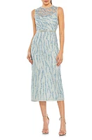 Mac Duggal Embellished Sleeveless Midi Sheath Cocktail Dress Ice Blue at Nordstrom,