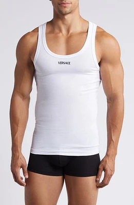 Versace Embroidered Logo Rib Tank at Nordstrom,