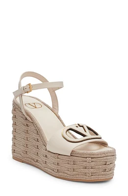 Valentino Garavani VLOGO Espadrille Wedge Sandal Light Ivory/Antique/grey at Nordstrom,